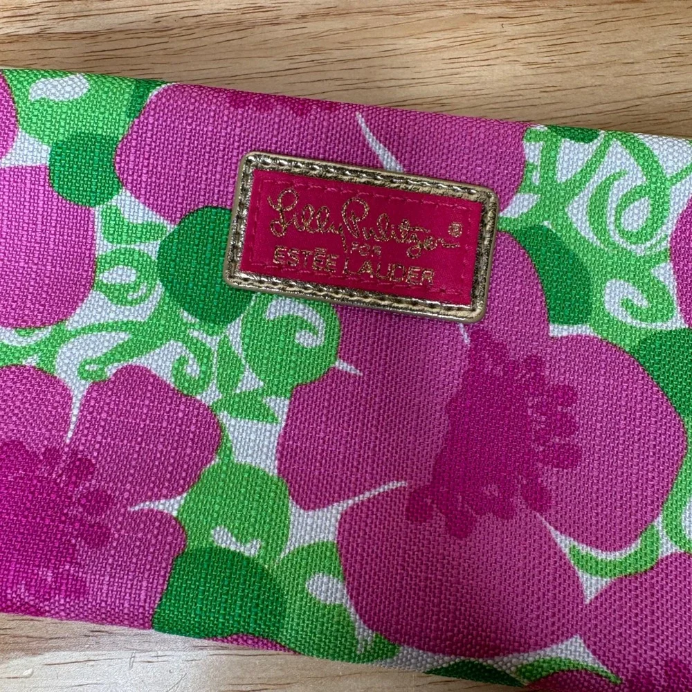 Lilly Pulitzer for ESTĒE Lauder Spring Pink‎ Green Floral Cosmetic Makeup Bag